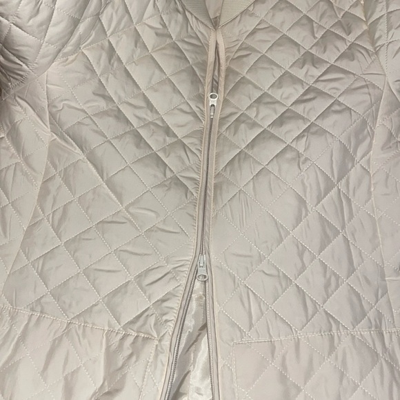 Talbots women’s large 12 14 coat jacket Cream beige Quilted Puffer light NWOT - Picture 6 of 10